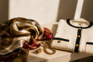 Curated vintage fashion treasures including jewelry, scarves, and collectible items.
