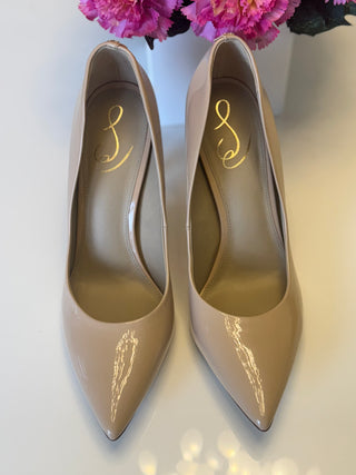 Hazel Nude Patent Pointed Toe Pumps | Size 10