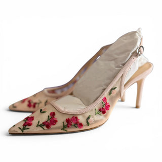 Stuart Power 75 Embroidered Slingback Pumps | 8.5B