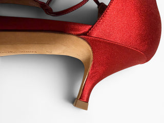 Leandra Satin Kitten Heel Pumps Burnt Red | EU 41