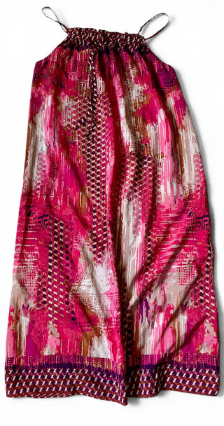 Pink Multi Print Smocked Maxi Dress Size Medium