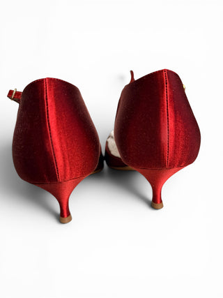 Leandra Satin Kitten Heel Pumps Burnt Red | EU 41