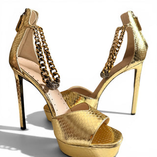 Gold Chain Detail Platform Sandals | EU 39