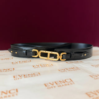 Whitney Box Palmellato Leather Waist Belt Black Gold Hardware 85
