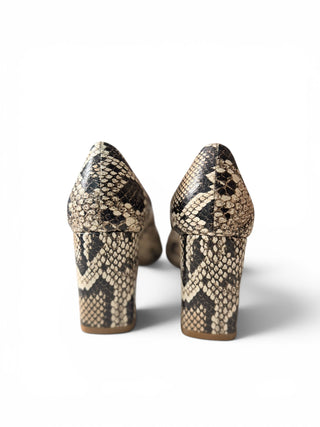 Pasha Weatherproof Snake Print Block Heel Pumps | US 8