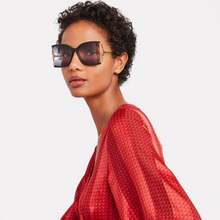 GG0592S Oversized Square Gradient Sunglasses Black/Gold 60-18-130