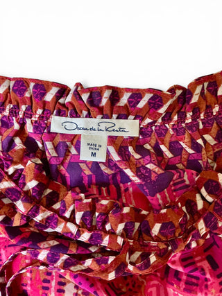 Pink Multi Print Smocked Maxi Dress Size Medium