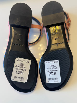 Studded T-Bar Nappa Leather Thong Sandals Rose Ballerine | EU 36.5