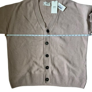 Merino Wool Cashmere Elbow Patch Cardigan Rose Poudre | XXL