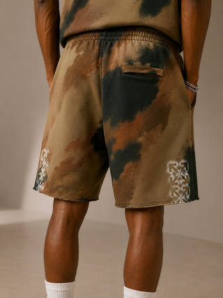 Spray Camouflage Sweat Shorts | Khaki Multi | Large