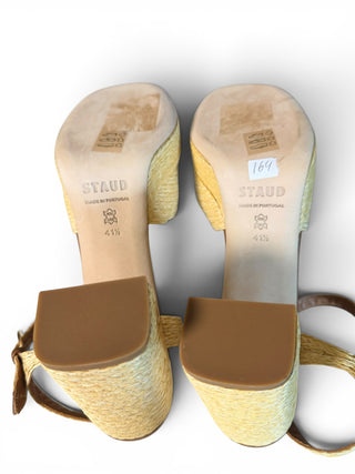 Jodie Raffia Platform Block Heel Sandals Natural Leather | EU 41.5 (US 11)