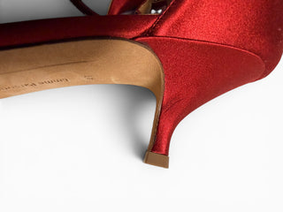 Leandra Satin Kitten Heel Pumps Burnt Red | EU 41