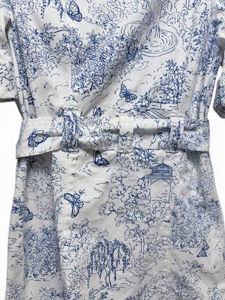 Garden Toile Katie Dress | White/Blue | Size 0
