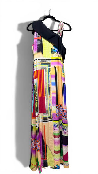 One-Shoulder Beaded Strap Printed Silk Maxi Dress Multicolor | IT 44 (~US 8)