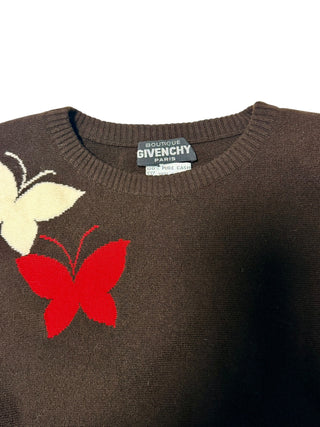1980s Butterfly Intarsia Pure Cashmere Sweater - Boutique Givenchy | Made in Scotland
