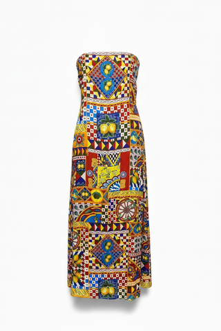Seven Wonders Saphira Maxi Dress Phaedra Citrus Tile Print Strapless Maxi | Small