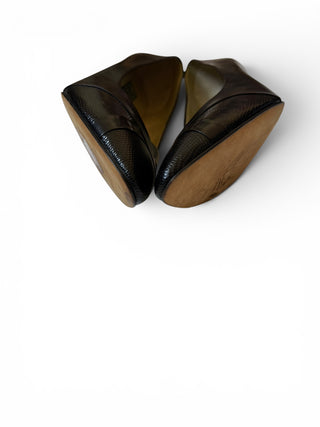 Vintage Italian Textured Leather Pumps 38.5