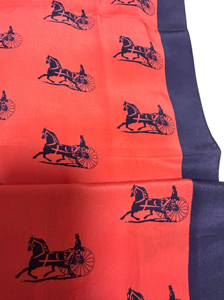 Vintage Paris Silk Scarf Pre-LVMH Caleche Horse Carriage Red Navy