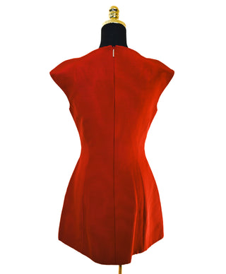 Embellished Mini Dress Red Silk-Lined Cocktail Dress | US 4