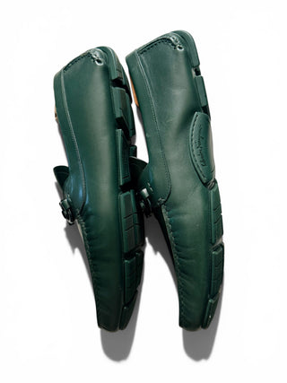 Limited Edition Tonal Green Gancini Driver Loafers | 12 EE