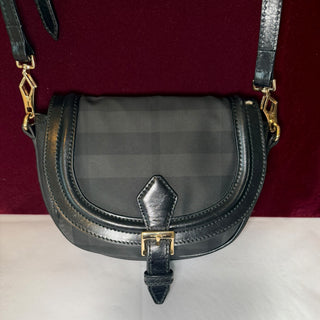 Black Shadow Check Saddle Crossbody Bag