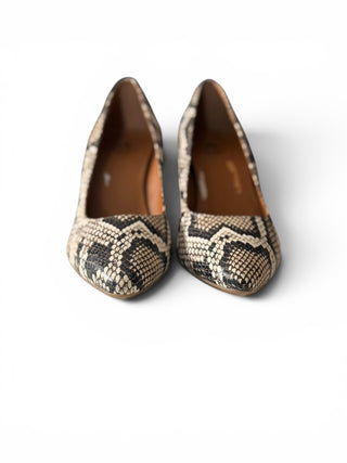 Pasha Weatherproof Snake Print Block Heel Pumps | US 8