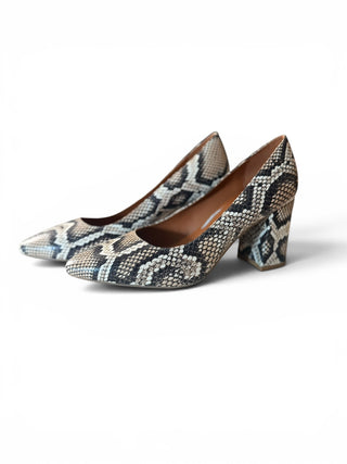Pasha Weatherproof Snake Print Block Heel Pumps | US 8