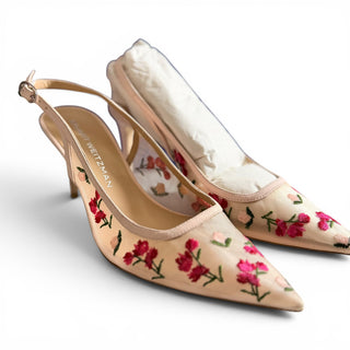 Stuart Power 75 Embroidered Slingback Pumps | 8.5B
