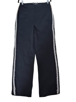 Marcella Atelier Embellished Wide-Leg Trousers Black Pearl Trim | US 4