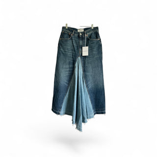 Two-Tone Denim Asymmetric Maxi Skirt - Medium Blue | FR 40 (US 8)
