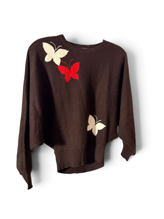 1980s Butterfly Intarsia Pure Cashmere Sweater - Boutique Givenchy | Made in Scotland