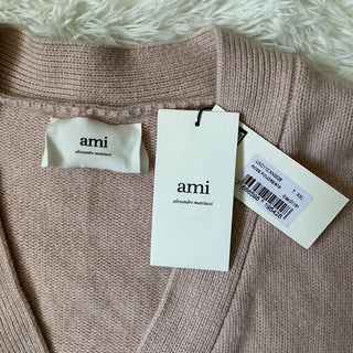 Merino Wool Cashmere Elbow Patch Cardigan Rose Poudre | XXL