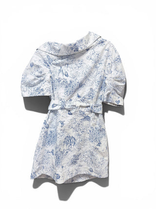 Garden Toile Katie Dress | White/Blue | Size 0