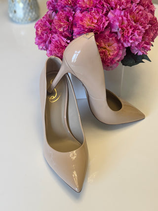 Hazel Nude Patent Pointed Toe Pumps | Size 10