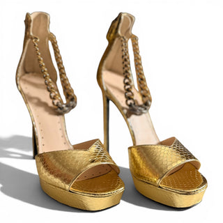 Gold Chain Detail Platform Sandals | EU 39