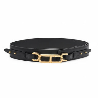 Whitney Box Palmellato Leather Waist Belt Black Gold Hardware 85