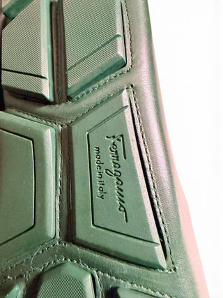 Limited Edition Tonal Green Gancini Driver Loafers | 12 EE