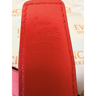 CL Logo Leather Belt Loubi Red Antique Gold Size 75