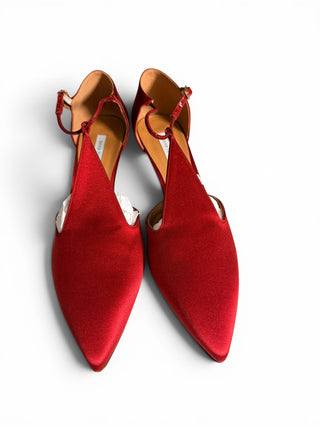 Leandra Satin Kitten Heel Pumps Burnt Red | EU 41