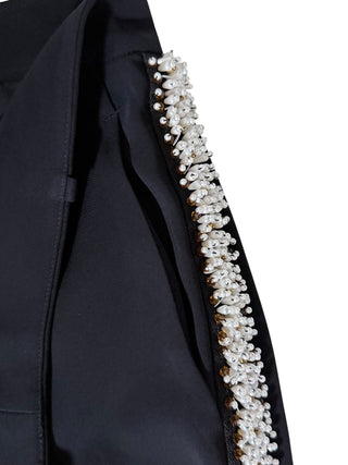 Marcella Atelier Embellished Wide-Leg Trousers Black Pearl Trim | US 4