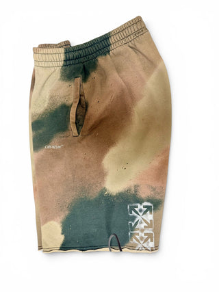 Spray Camouflage Sweat Shorts | Khaki Multi | Large