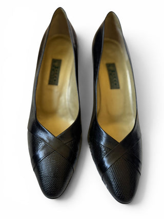 Vintage Italian Textured Leather Pumps 38.5