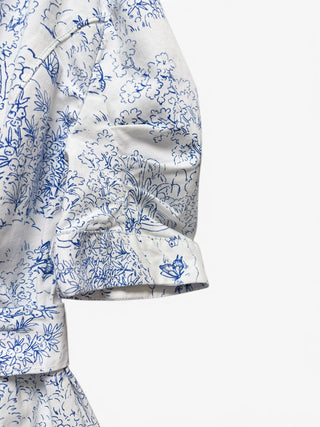 Garden Toile Katie Dress | White/Blue | Size 0