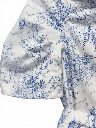 Garden Toile Katie Dress | White/Blue | Size 0
