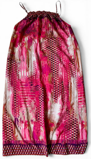 Pink Multi Print Smocked Maxi Dress Size Medium