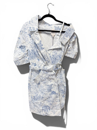 Garden Toile Katie Dress | White/Blue | Size 0