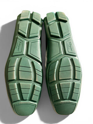 Limited Edition Tonal Green Gancini Driver Loafers | 12 EE