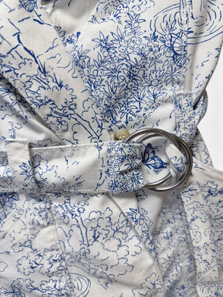 Garden Toile Katie Dress | White/Blue | Size 0