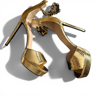 Gold Chain Detail Platform Sandals | EU 39