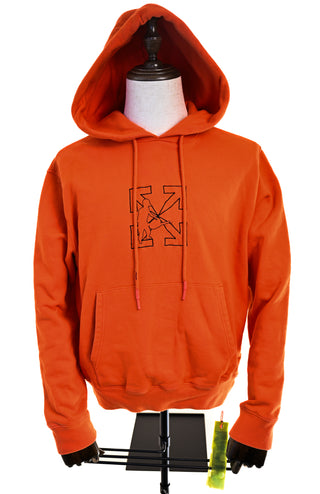 Pattern Arrow Logo Orange Hoodie | Large